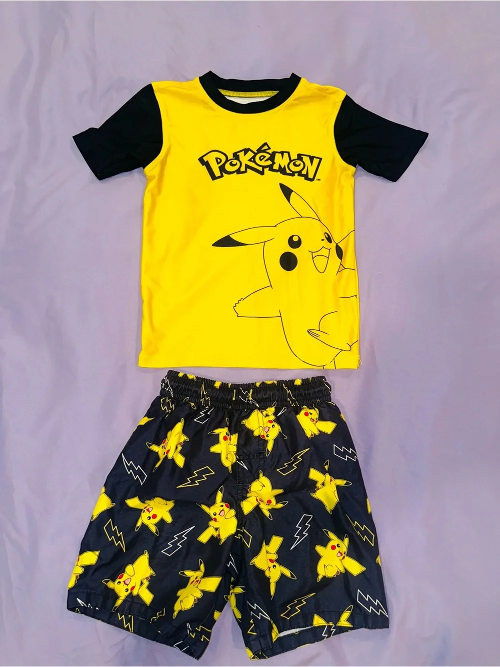 Pokémon Pikachu Kids Swimsuit Rashguard Set